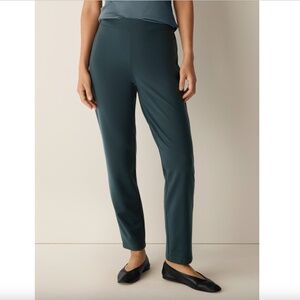 Eileen Fisher Washable Flex Ponte Slim Pant — Forest Floor Green, Petite Small